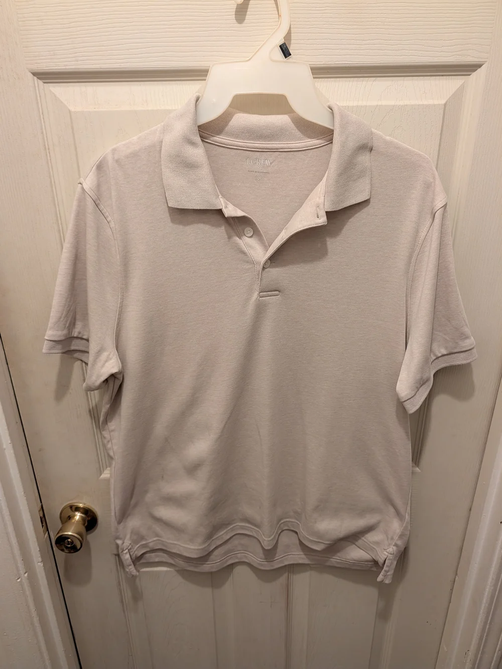 J. Crew Men's Polo Shirt - Light Beige Size Lg
